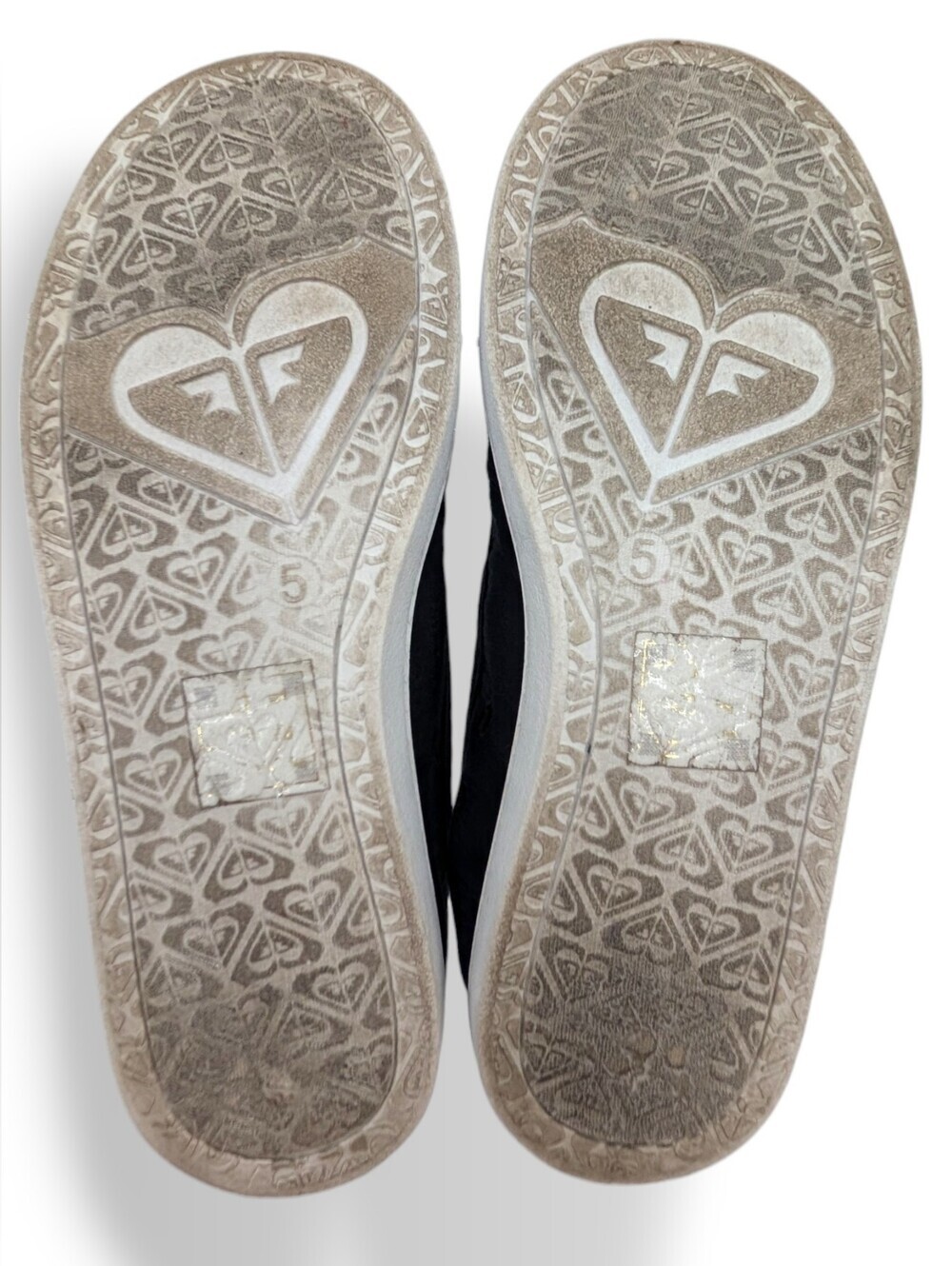 Roxy Minnow Sz 5 Women's Black/White Canvas & Herringbone Knit Slip-On Loafers - Picture 15 of 17